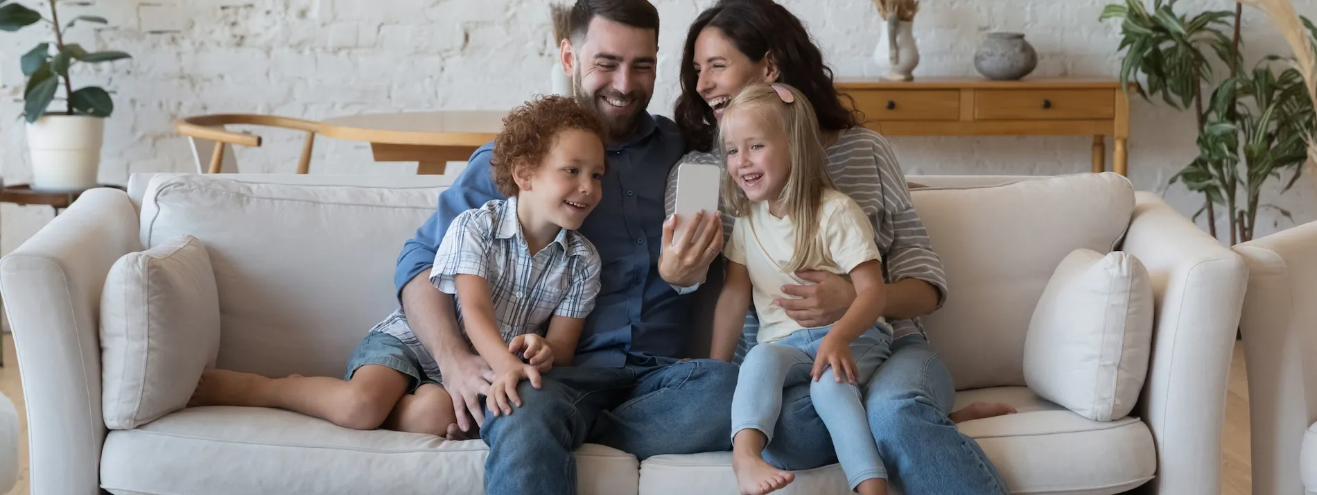 Family sitting together at home