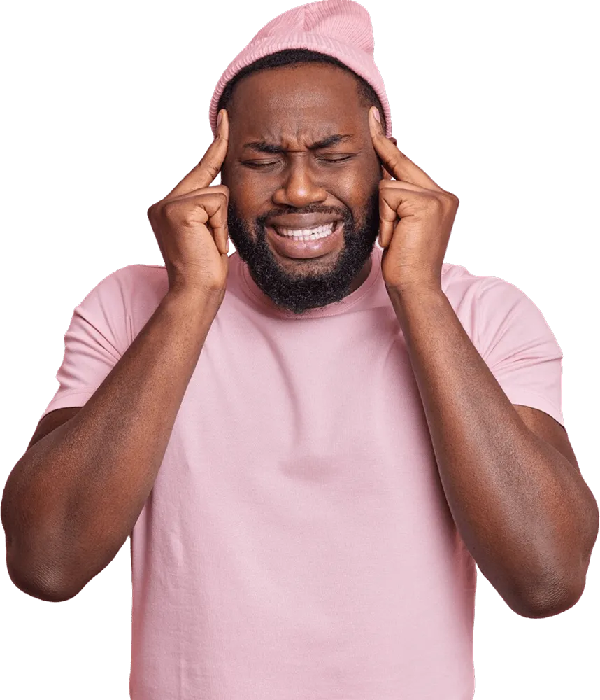 Frustrated man holding his head