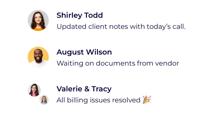 Team members’ shared call notes